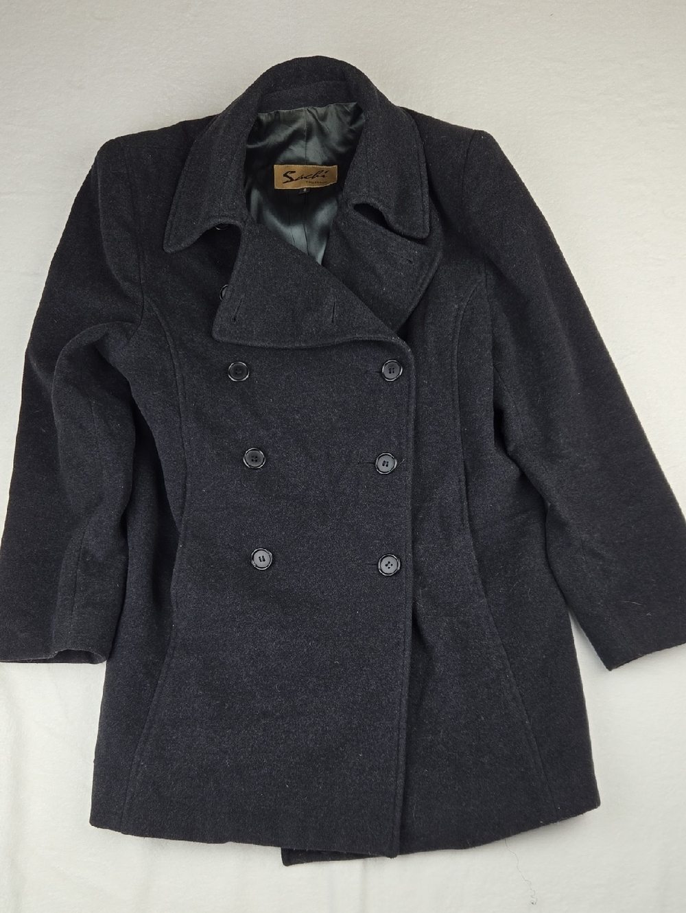 Vintage Sachi Collection Wool Cashmere Blend Pea Coat Size 8